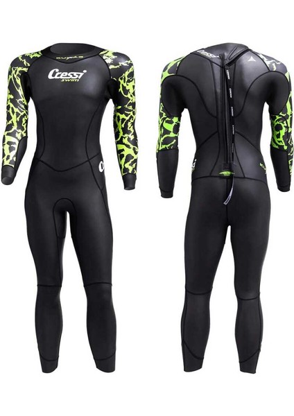 Kuwae Man Yüzücü Elbisesi 2mm - No:2 / S-Black/green fırsatları