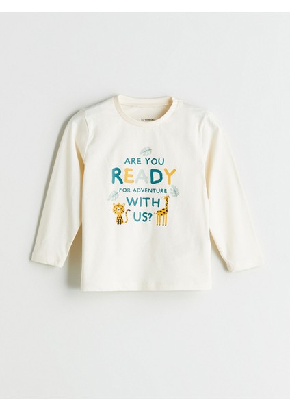 Yeni Sezon Bisiklet Yaka Baskılı Uzun Kollu Erkek Bebek Tişört