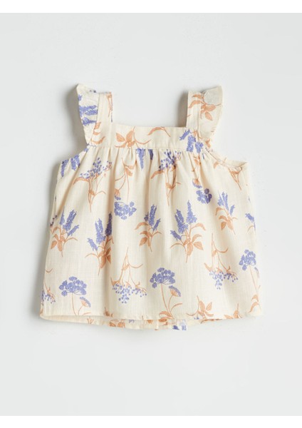 Yeni Sezon Kare Yaka Çiçekli Kız Bebek Bluz ve Şort 2'li indirimleri