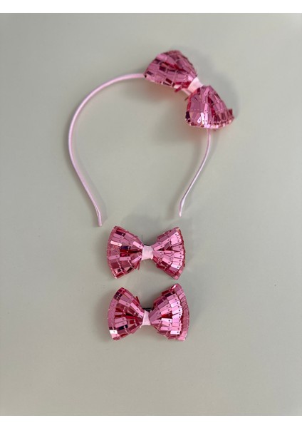 Pullu Kız Çocuk Pembe Taç Toka Seti fiyatları