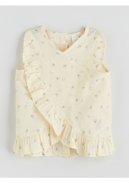 Yeni Sezon Bisiklet Yaka Çiçekli Kız Bebek Bluz ve Şort 2'li fiyatları