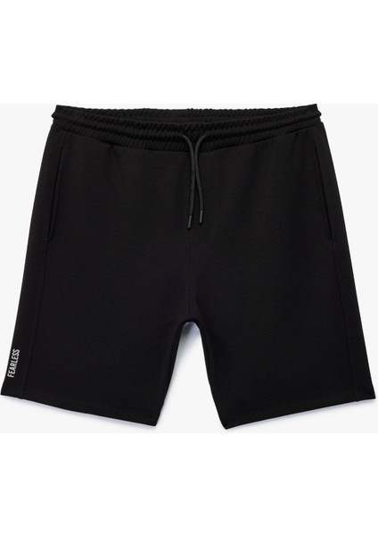 Baskılı Cepli Beli Bağcıklı Spor Şort
