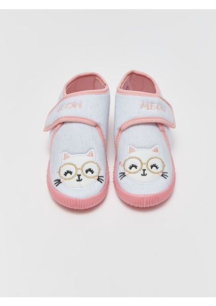 Yeni Sezon Kedi Nakışlı Cırt Cırtlı Kız Bebek Panduf fiyatları