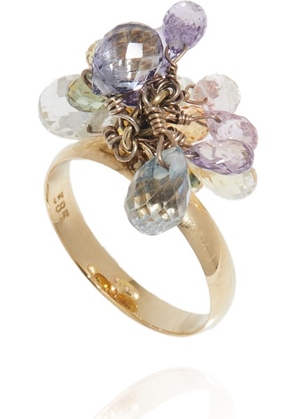 Doğal Taşlı Kadın Altın Yüzük