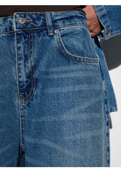 72070 %100 Pamuk Baggy Jean-Mavi fırsatları