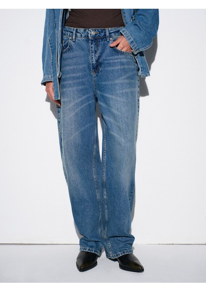 72070 %100 Pamuk Baggy Jean-Mavi indirimleri