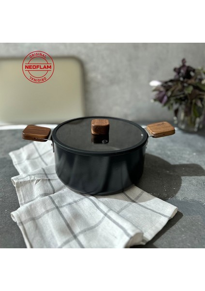 Bien Black Indüksiyonlu Akasya Ağacı Sap ve Kulplu Alüminyum Döküm Tencere 20 cm modelleri