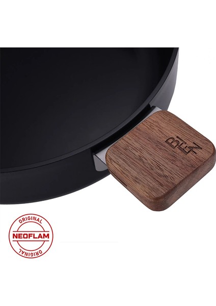 Bien Black Indüksiyonlu Akasya Ağacı Sap ve Kulplu Alüminyum Döküm Tencere 20 cm