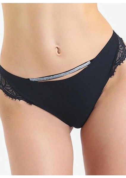 Siyah Kadın Dantel Bikini Külot 686