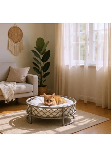 Kedi ve Köpek El Örgüsü Yatağı, Kedi Yuvası Kedi Evi Gri modelleri