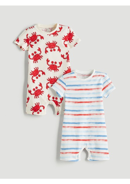 Yeni Sezon Baskılı Erkek Bebek Penye Tulum 2'li