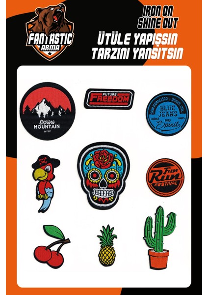 Ütü ile Yapışan Dokuma Arma Seti Patch Yama Papağan, Ananas Modeli