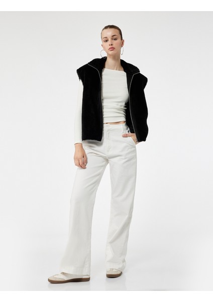 Fermuarlı Uzun Şal Yaka Peluş Yelek fiyatları