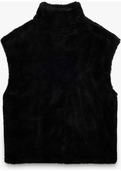 Fermuarlı Uzun Şal Yaka Peluş Yelek fırsatları