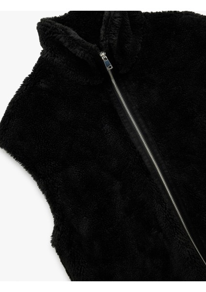 Fermuarlı Uzun Şal Yaka Peluş Yelek indirimleri
