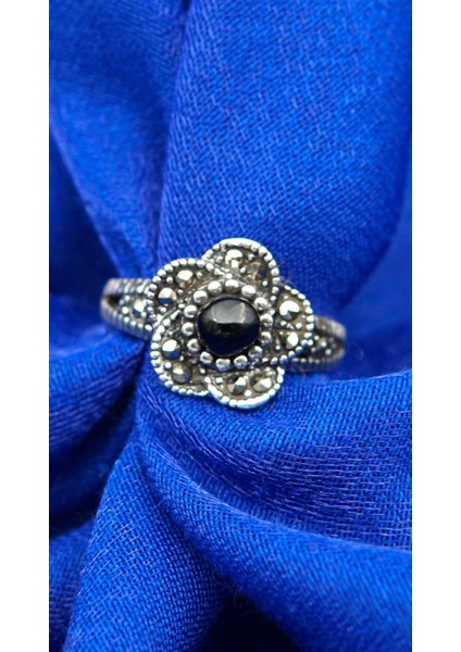 925 Ayar Kadın Gümüş Oltu Taşı Yüzük SY00066 fiyatları