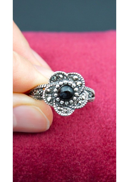 925 Ayar Kadın Gümüş Oltu Taşı Yüzük SY00066 modelleri