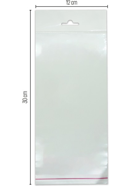 12*30 Sedefli Askılı (Askı Kısmı Beyaz) Bantlı OPP (Parlak-Şeffaf) Jelatin 1000 Adet