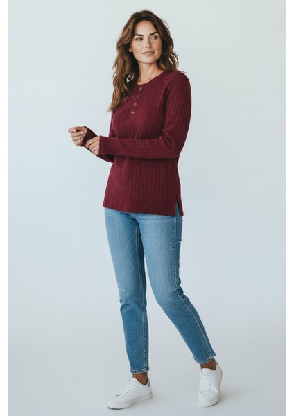 Kadın Yaka Düğme Detaylı Mevsimlik Bluz