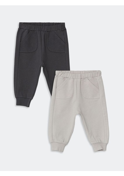 Yeni Sezon Beli Lastikli Basic Erkek Bebek Eşofman Alt 2'li