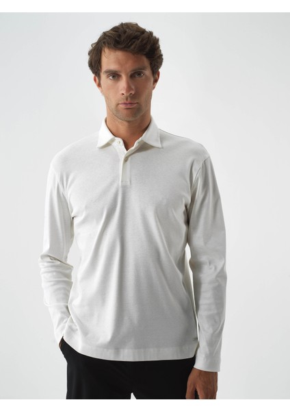 Erkek Ekru Lüks Merserize Dokulu Regular Fit Uzun Kollu Tişört fiyatları