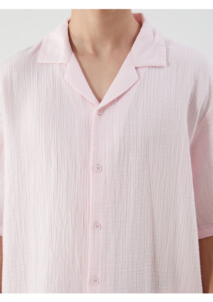 Yeni Sezon Resort Yaka Kısa Kollu Müslin Erkek Gömlek modelleri