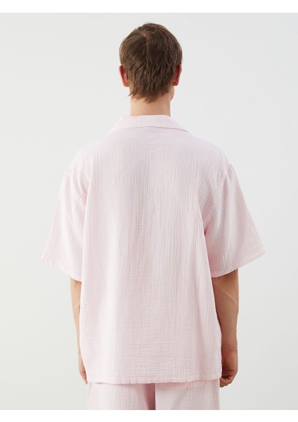 Yeni Sezon Resort Yaka Kısa Kollu Müslin Erkek Gömlek fırsatları