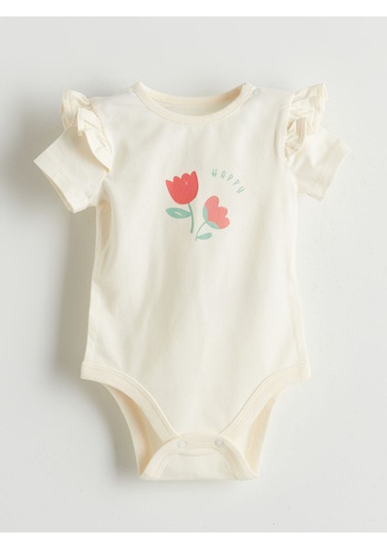 Yeni Sezon Organik Kumaş Çiçekli Kız Bebek Çıtçıtlı Body ve Tayt 2'li fiyatları