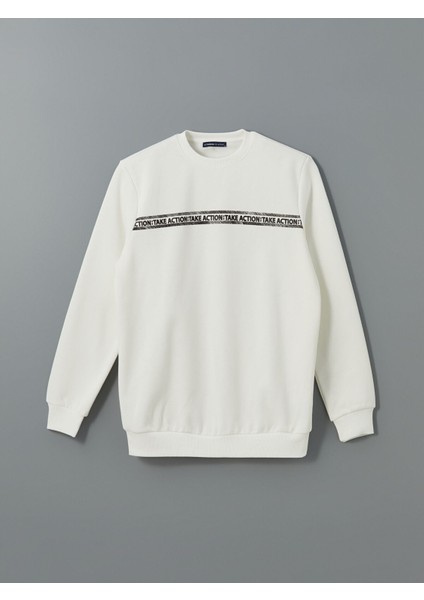 Yeni Sezon Bisiklet Yaka Baskılı Erkek Kalın Sweatshirt indirimleri