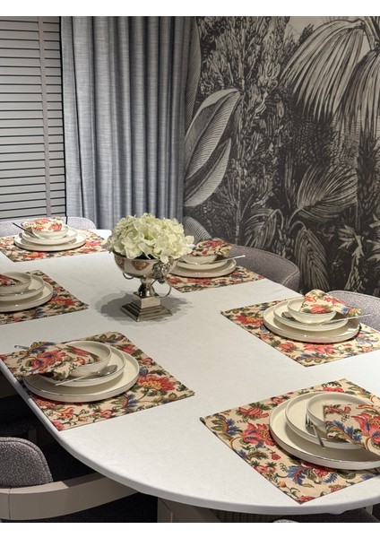 Keten 6’lı Hürrem Desen 6 Amerikan Servis &6 Peçete 45X30-30X30 indirimleri