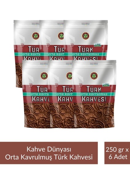Zıpper Türk Kahvesi Orta Kavrulmuş 250 gr x 6 Adet