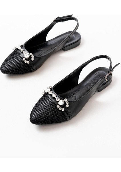 İNF-120 Siyah Günlük Fileli Taş Aksesuarlı Kadın Babet indirimleri