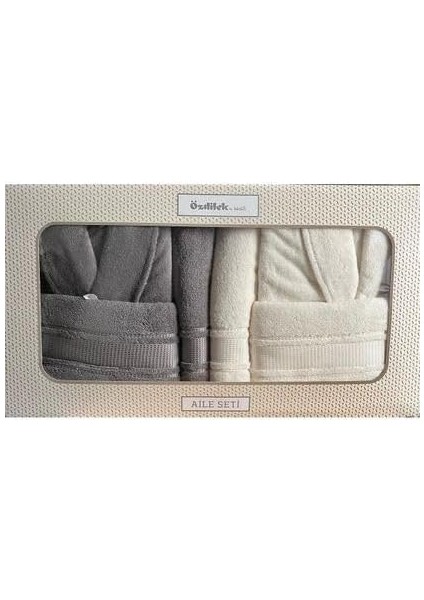 Colourist Bornoz Seti Gri Krem Büyük Beden fiyatları