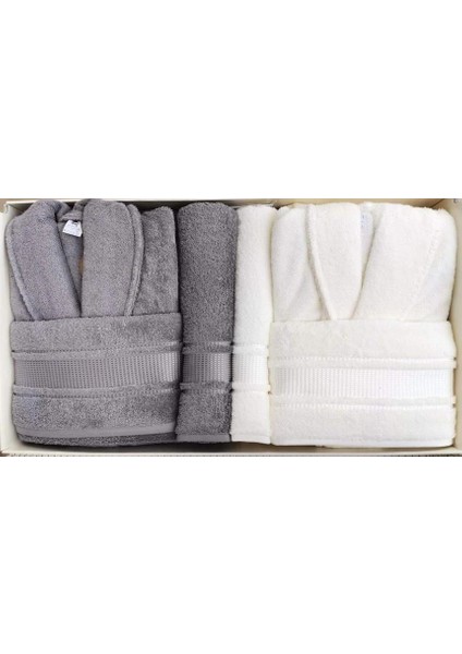 Colourist Bornoz Seti Gri Krem Büyük Beden fırsatları