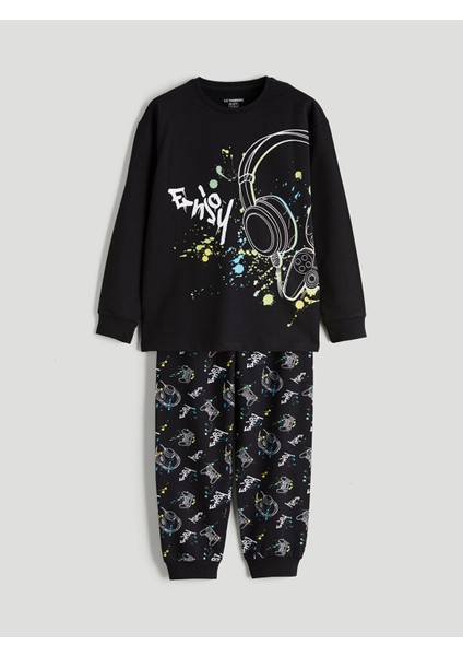 Yeni Sezon Bisiklet Yaka Erkek Çocuk Pijama Takımı