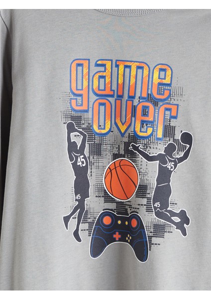 Yeni Sezon Bisiklet Yaka Baskılı Erkek Çocuk Pijama Takımı indirimleri