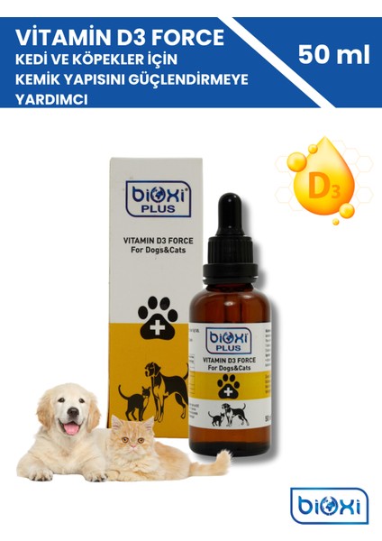 Kedi ve Köpekler Için, Vitamin D3 Force, Takviye Edici Gıda 50 ml
