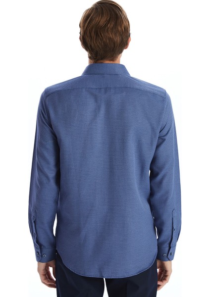 Yeni Sezon Slim Fit Uzun Kollu Armürlü Erkek Gömlek fırsatları