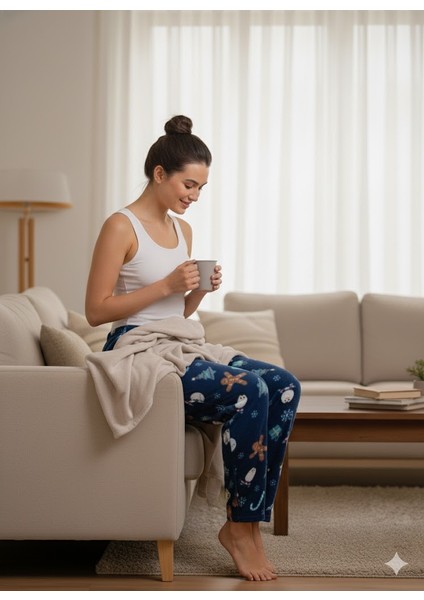 Kadın Lacivert Polar Pijama Altı fırsatları