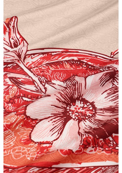 Mercan Derya Desen Twill Ipek Eşarp fırsatları