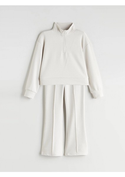 Lcw Kids Bej Dik Yaka Kız Çocuk Eşofman Takımı modelleri