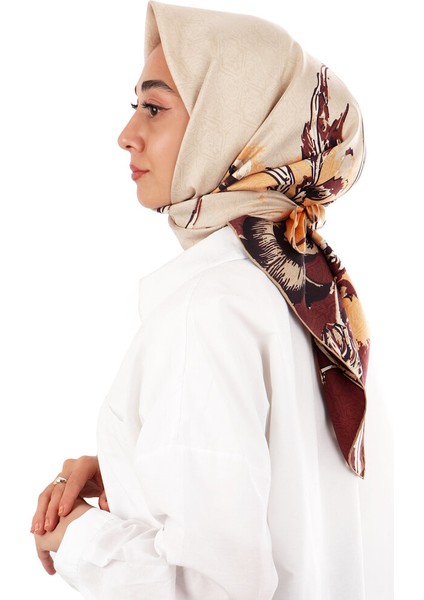 Kahverengi Derya Desen Twill Ipek Eşarp fiyatları