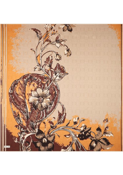 Kahverengi Derya Desen Twill Ipek Eşarp modelleri