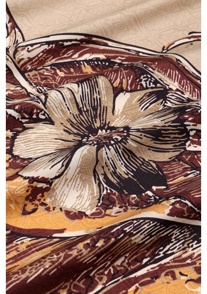 Kahverengi Derya Desen Twill Ipek Eşarp fırsatları