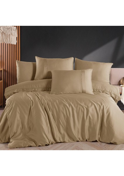 Gold Cappucino - Çift Kişilik 300 Tc Tencel Düz Saten Nevresim Takımı