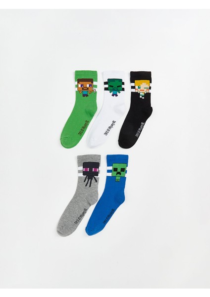 Yeni Sezon Minecraft Desenli Erkek Çocuk Soket Çorap 5'li