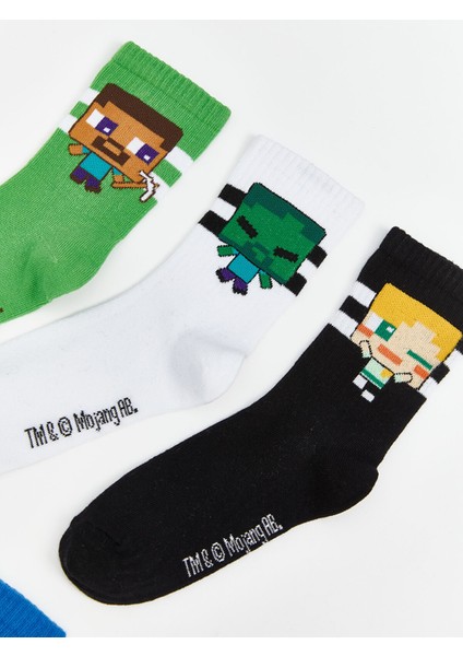 Yeni Sezon Minecraft Desenli Erkek Çocuk Soket Çorap 5'li modelleri