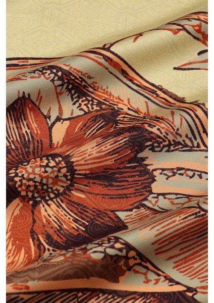 Yeşil Derya Desen Twill Ipek Eşarp fırsatları