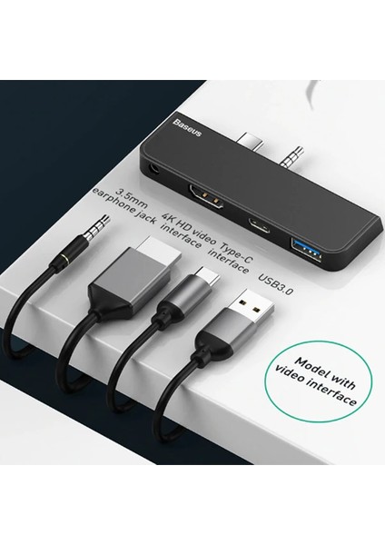 Baseus Multifunctional Hub Surface Go(Type-C+Audio To HD4K+USB3.0+TYPE-C(DATA)+AUDIOK-(1903) fiyatları