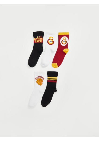 Yeni Sezon Galatasaray Desenli Erkek Çocuk Soket Çorap 5'li
